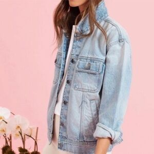 SOMETHING NAVY Jacket Light Wash Oversized Denim